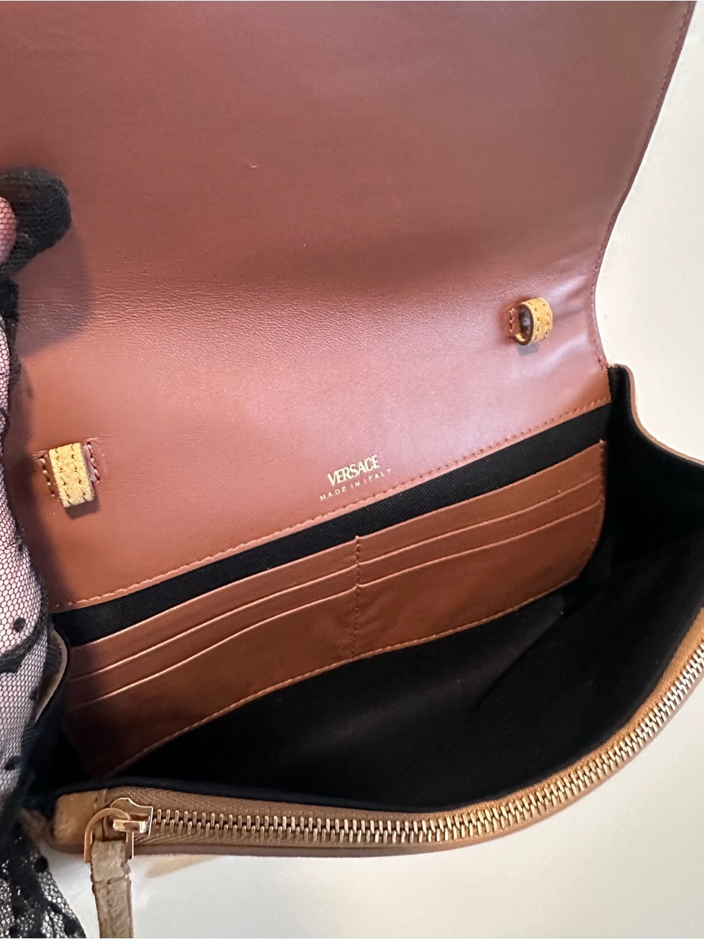 Versace Medusa Suede Sherpa Crossbody Bag - Picture 11 of 17